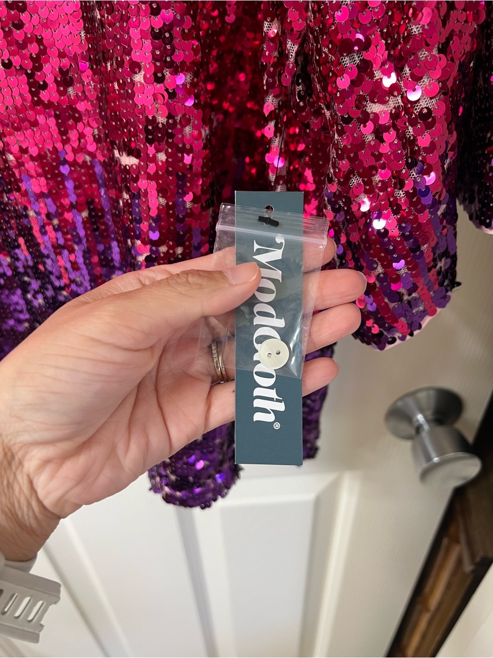 ModCloth Pink to Purple Sequin Ombre Party Top - Picture 2 of 4